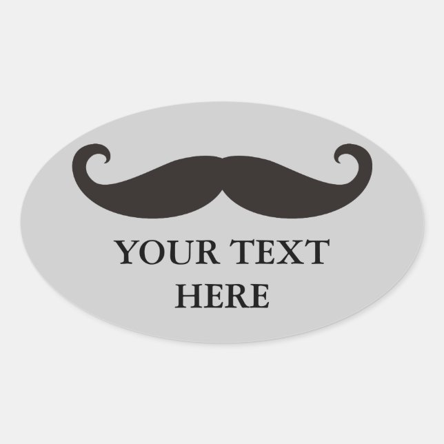 Funny Moustache / Schnurrbart + your text Oval Sticker (Front)