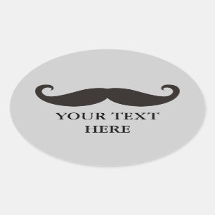 Funny Moustache / Schnurrbart + your text Oval Sticker