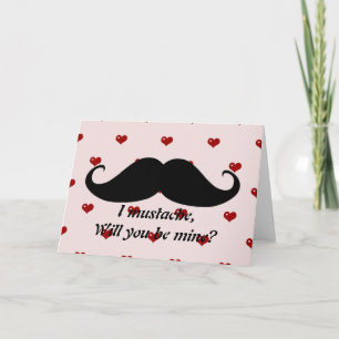 Funny moustache Valentine's Day hipster hearts car Holiday Card
