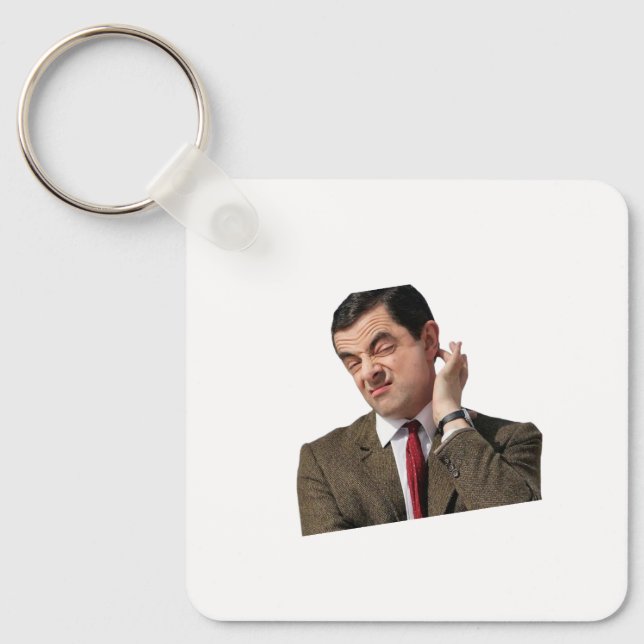 Funny Mr. Bean Confused Meme Keychain - Humorous G (Front)