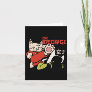 Funny Mr Meowgi Karate Cat Meow Design Men Women  Card
