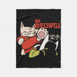 Funny Mr Meowgi Karate Cat Meow Design Men Women Fleece Blanket