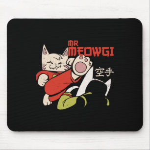 Funny Mr Meowgi Karate Cat Meow Design Men Women  Mouse Pad