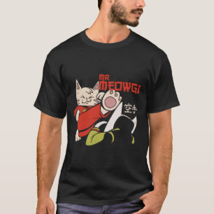 Funny Mr Meowgi Karate Cat Meow Design Men Women  T-Shirt