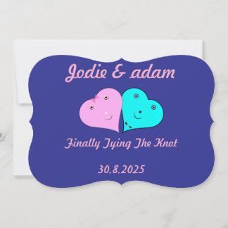 funny mr & mrs hearts invitation