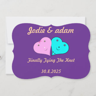 funny mr & mrs hearts invitation