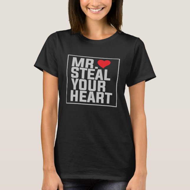 Funny Mr Steal Your Heart Valentines Day Boys Kids T-Shirt (Front)