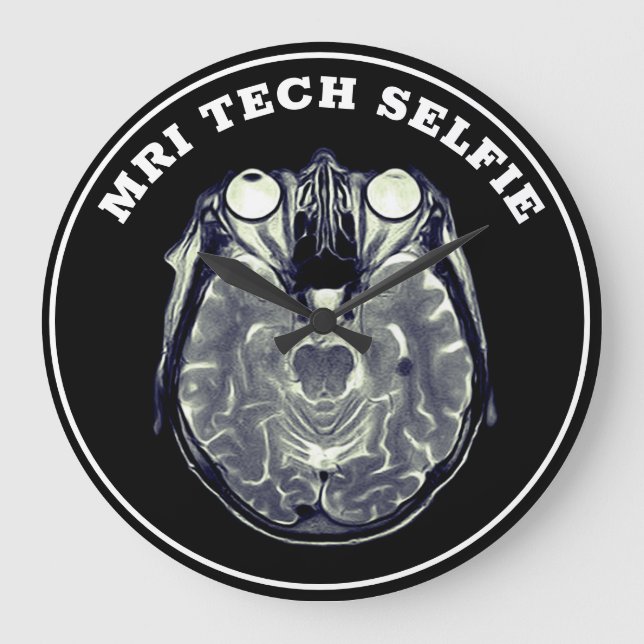 Funny MRI Tech Selfie Xray Large Clock (Front)
