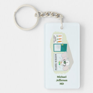 Funny Ms Frosty at plastic surgeon cartoon Key Ring