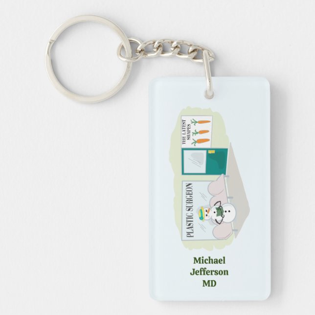 Funny Ms Frosty at plastic surgeon cartoon Key Ring (Front)