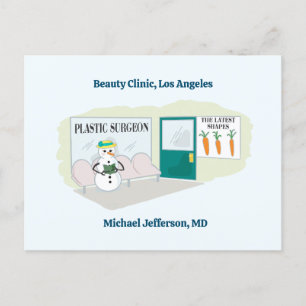 Funny Ms Frosty at plastic surgeon cartoon Postcard