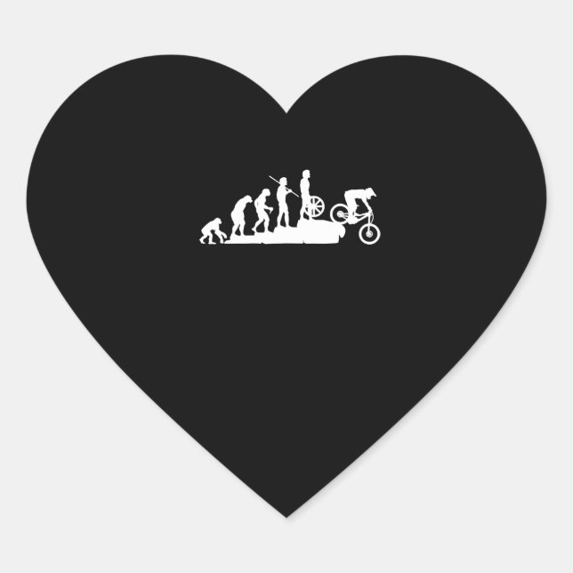 Funny MTB Mountain Biking Evolution Downhill Heart Sticker (Front)