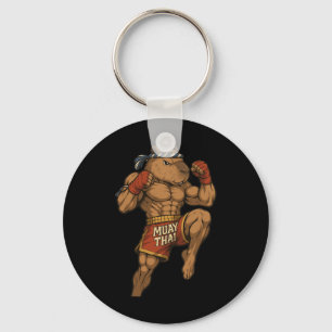 Funny Muay Thai Capybara Thai Boxing Martial Arts  Key Ring