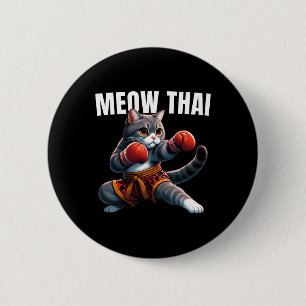 Funny Muay Thai Cat Meow Thai Boxing Martial Art K 6 Cm Round Badge