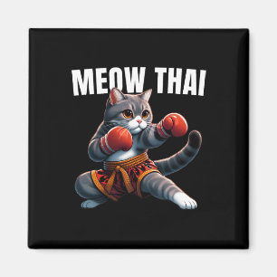 Funny Muay Thai Cat Meow Thai Boxing Martial Art K Magnet
