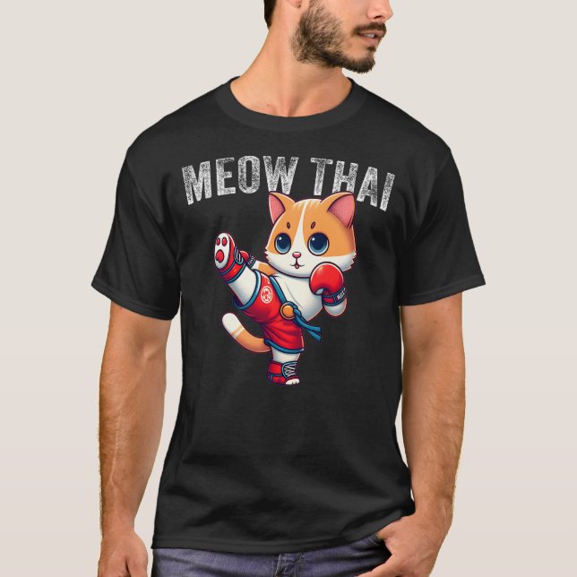 Funny Muay Thai Cat Meow Thai Boxing Martial Art K T-Shirt (Front)