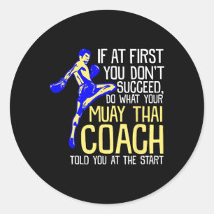 Funny Muay Thai Coach Boxing Design Classic Round Sticker