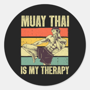 Funny Muay Thai Design For Men Women Kids Muay Tha Classic Round Sticker