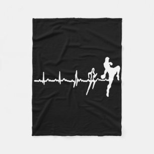 Funny Muay Thai Heartbeat Heart Kickboxing Love Gi Fleece Blanket