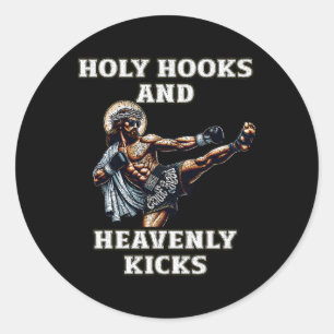 Funny Muay Thai Lord Jesus Thai Boxing Kickboxing Classic Round Sticker
