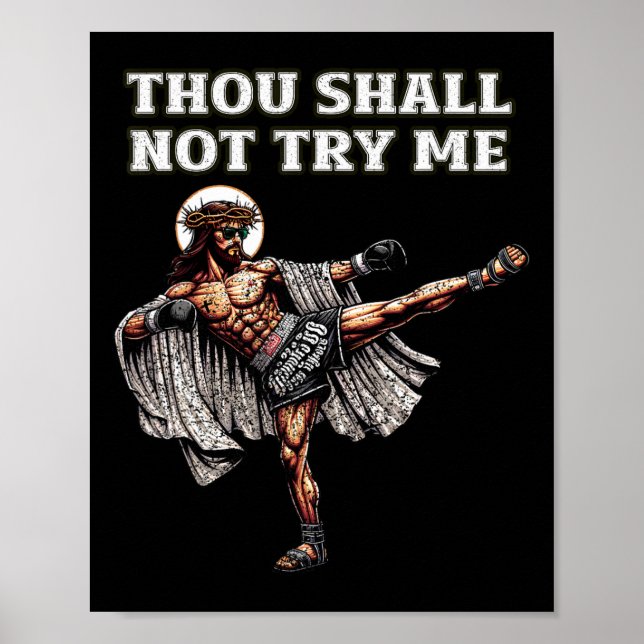 Funny Muay Thai Lord Jesus Thai Boxing Kickboxing  Poster (Front)