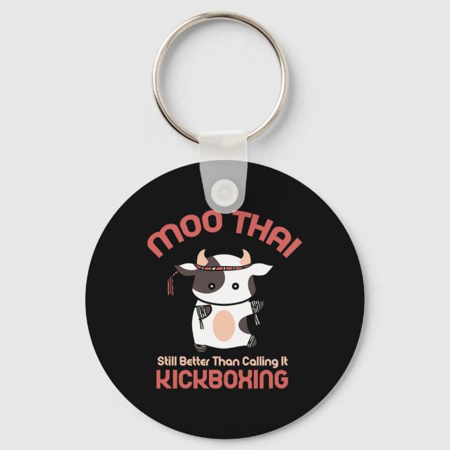 Funny Muay Thai Moo Thai Kickboxing  Key Ring (Front)