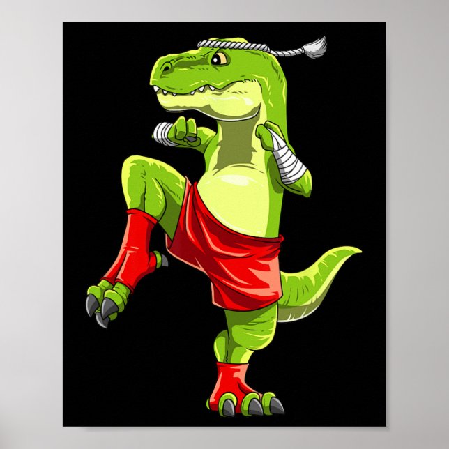 Funny Muay Thai T-rex - Thai Boxing  Poster (Front)