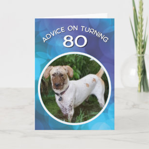 Funny Muddy Dog Advice for Turning 80 Birthday Card