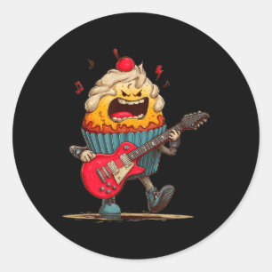 Funny Muffin with Cherry for Rock Guitar and Classic Round Sticker