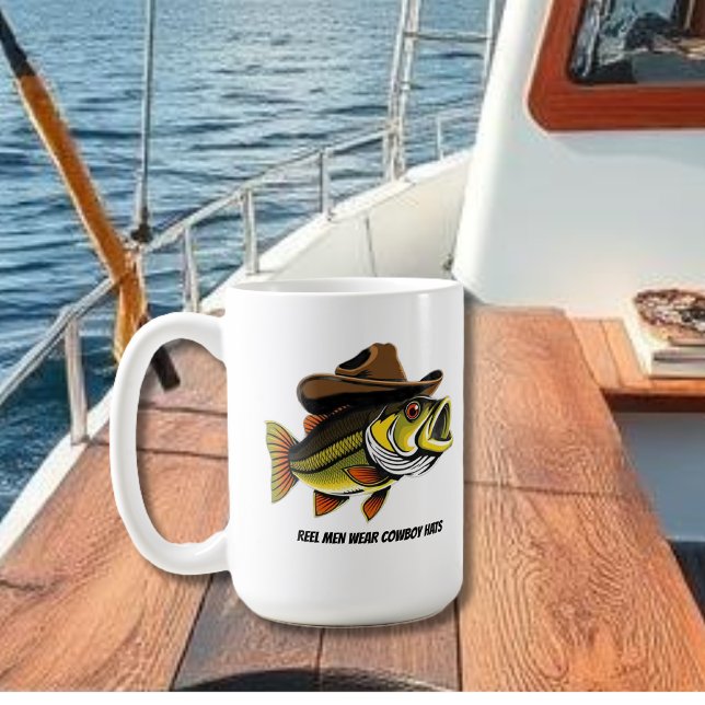 Funny Mug Bass Fish with a Cowboy Hat (Funny Mug Bass Fish with a Cowboy Hat  fathers day gift)