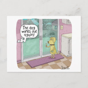 Funny Mug of dog who wants outside for a smoke. Postcard