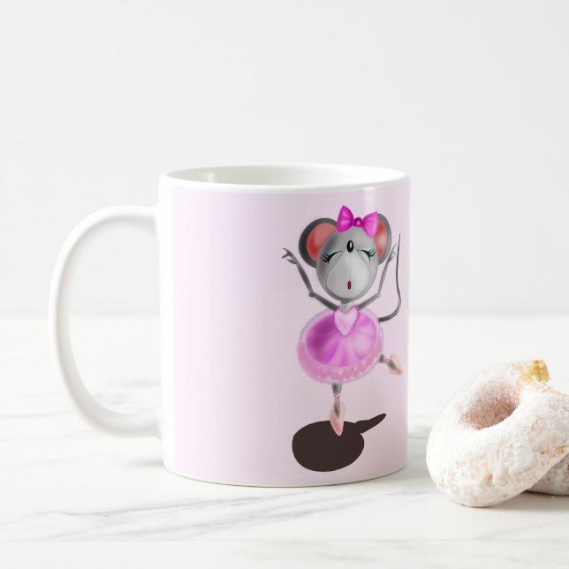 Funny Mug with Ballerina Mouse Happy Ballet Dancer (With Donut)