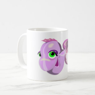 Funny Mug with Happy Purple Fish with Green Eyes