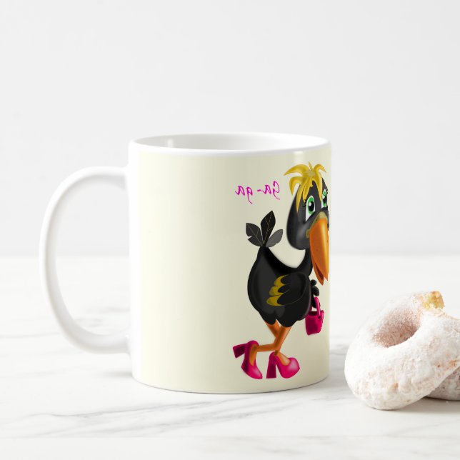 Funny Mug with Modern Bird (With Donut)