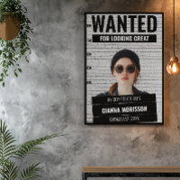 Funny Mugshot Wanted Custom Name & Text Poster 