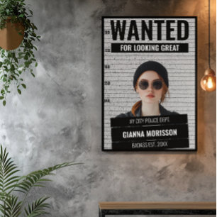 Funny Mugshot Wanted Custom Name & Text Poster 