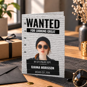 Funny Mugshot Wanted Poster Custom Name & Text Card