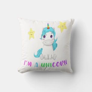 funny multicolor unicorn with happy stars kids-gif cushion