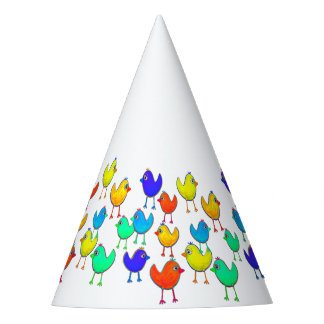 Funny Multicolored Birds Party Hat