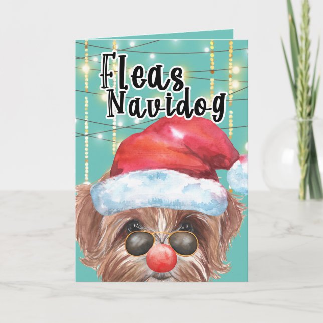 Funny Multipoo dog Christmas fleas navidog Card (Front)