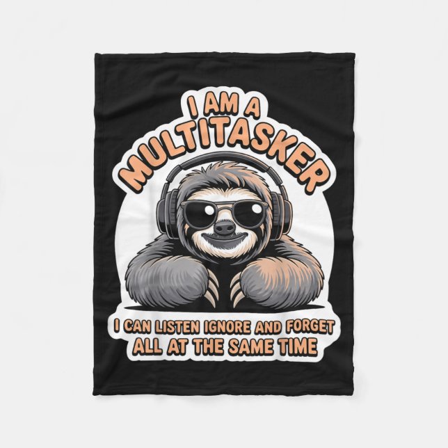 Funny Multitasker Quote Sarcastic Humour Graphic Fleece Blanket (Front)