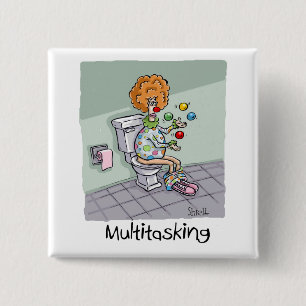 Funny Multitasking Juggling Clown Cards and Gifts 15 Cm Square Badge