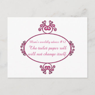 Funny mum advice on t-shirts and gifts for mum. postcard