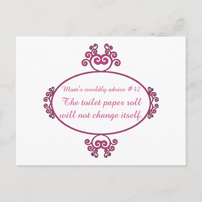 Funny mum advice on t-shirts and gifts for mum. postcard (Front)