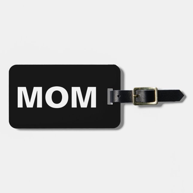 Funny Mum Black Luggage Tag (Front Horizontal)