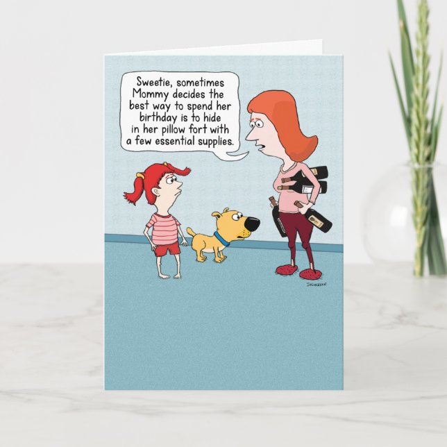 Funny Mum Drinking on Her Birthday Card (Front)