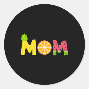 Funny Mum Fruitarian Lover Summer Mummy Fruit Slic Classic Round Sticker