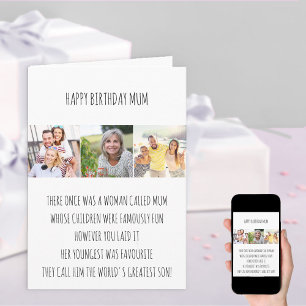 Funny Mum Limerick Favourite Son 3 Photo Birthday Card