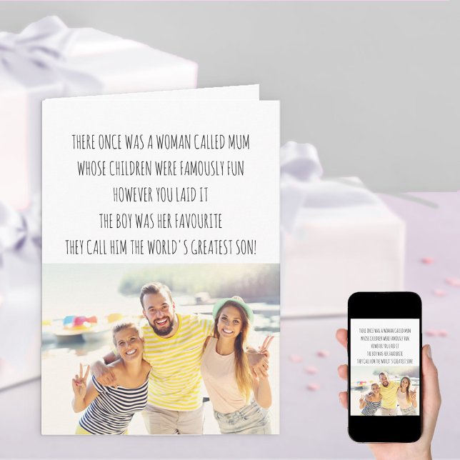 Funny Mum Limerick Worlds Greatest Son Birthday Card (Creator Uploaded)