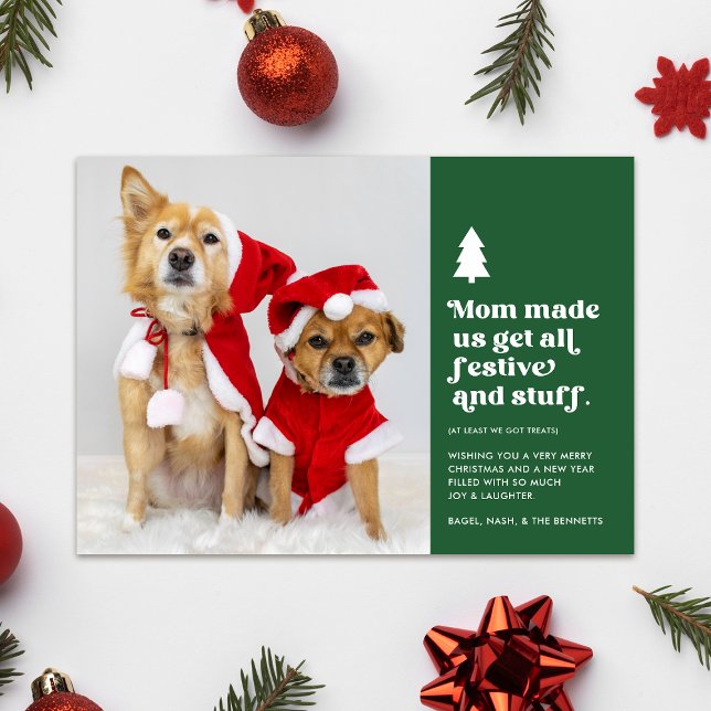 Funny Mum Made Us | Plural Pets Photo Christmas  Holiday Card (Creator Uploaded)